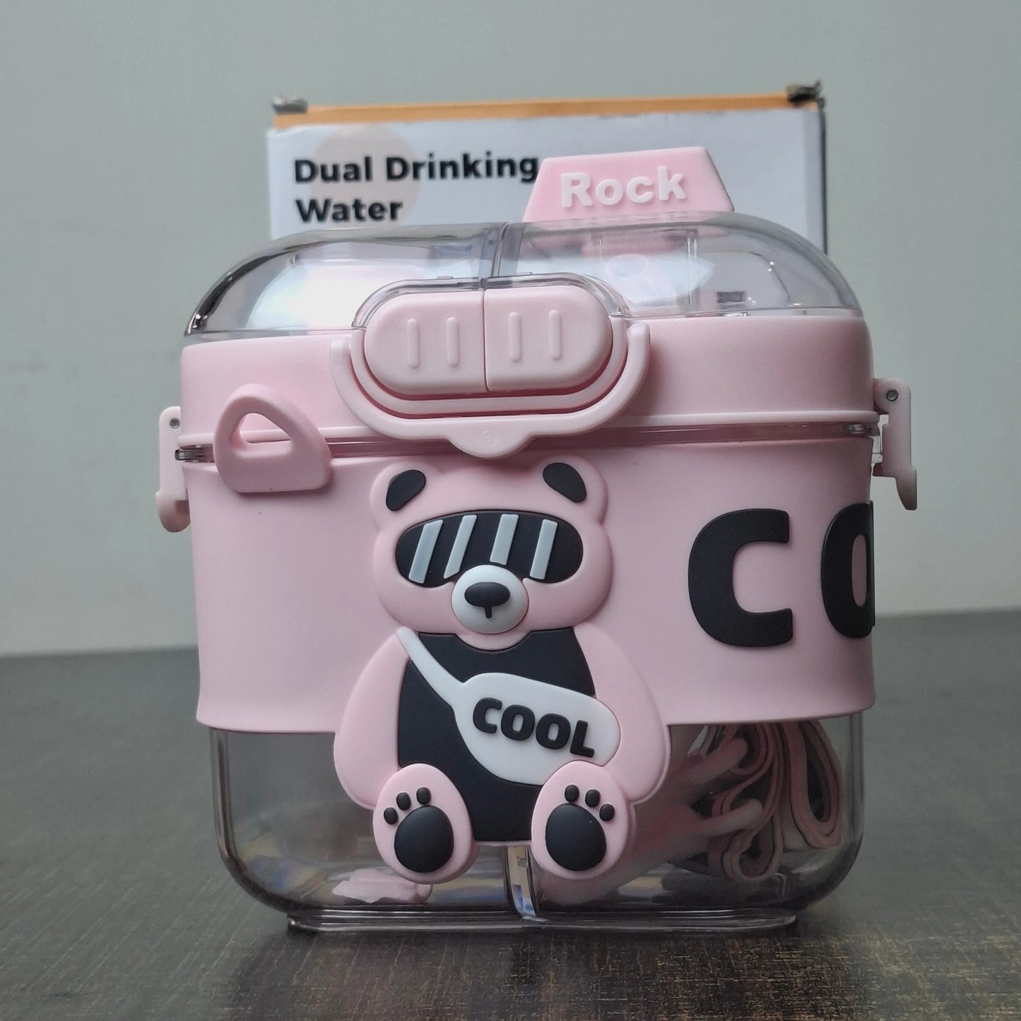 Cool Bear Dual Drinking Kids Water Bottle | Double Water Cup for School