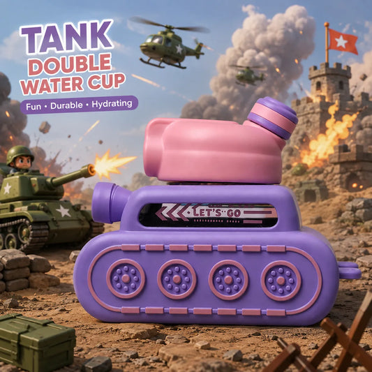 Tank Kids Water Bottle with Straw | Double Water Cup for School