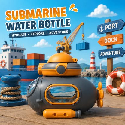 Submarine Kids Water Bottle with Straw | Double Water Cup for School