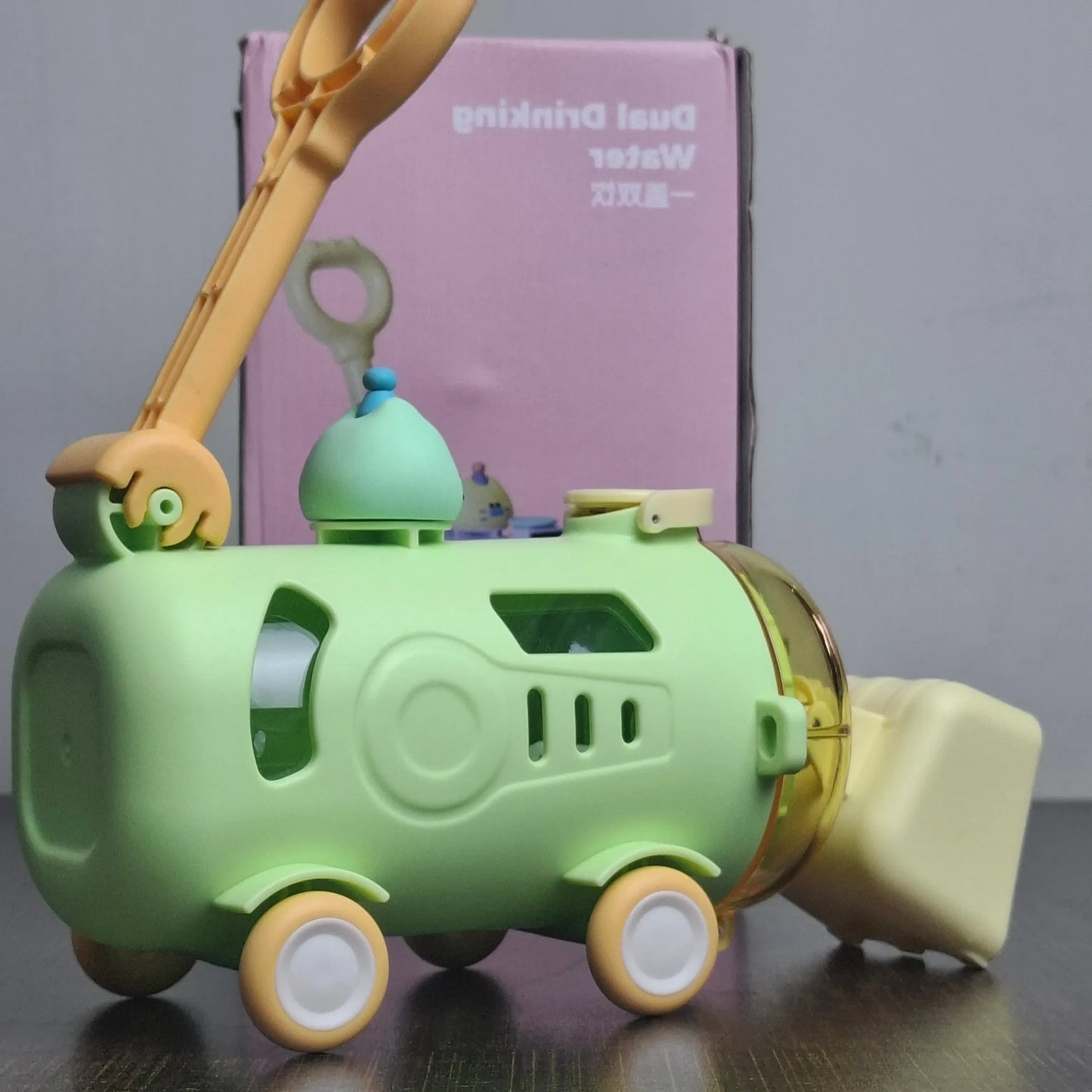 Excavator Truck Kids Water Bottle with Straw | Double Water Cup for School