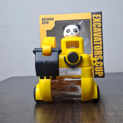 Excavator Kids Water Bottle with Straw | Double Water Cup for School