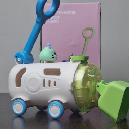 Excavator Truck Kids Water Bottle with Straw | Double Water Cup for School